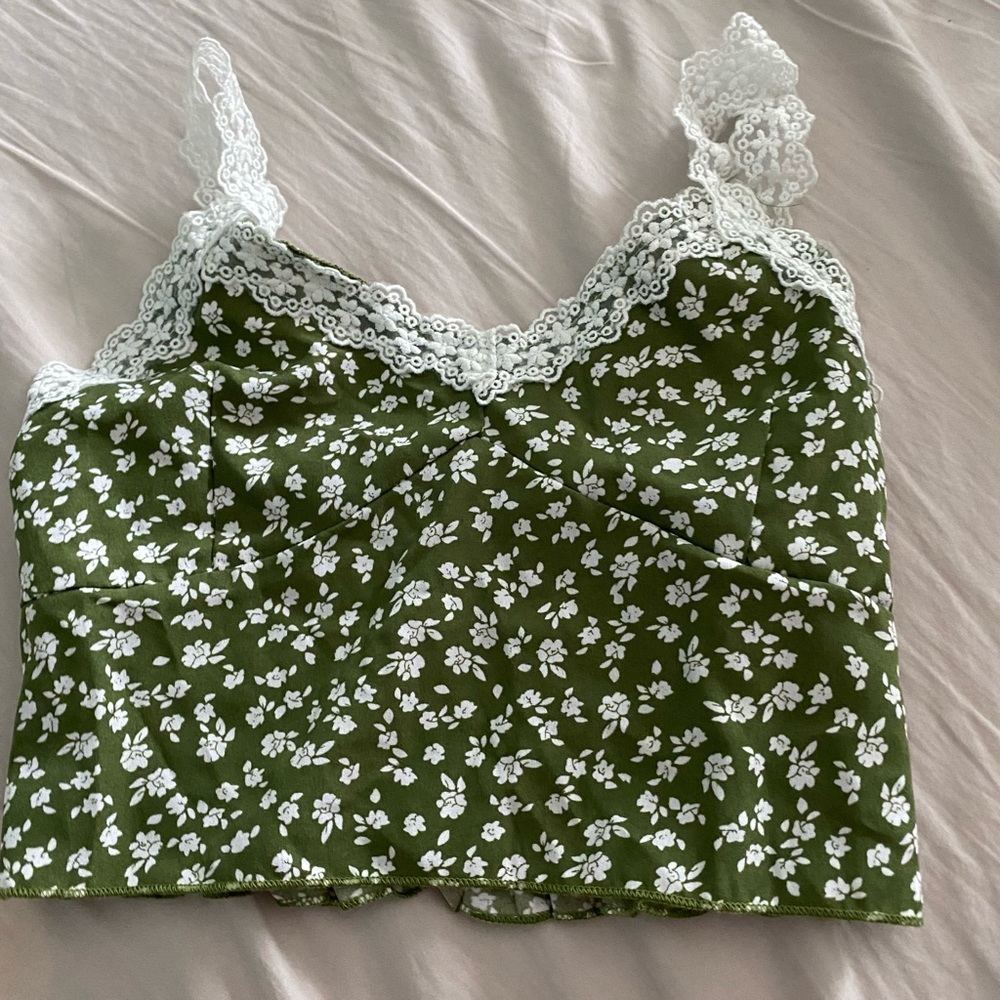 Green and white crop top